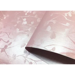 Pink Branch Embossed PVC Self Adhesive Film Waterproof Textured Wallpaper Removable Decorative Vinyl for Changing Styles