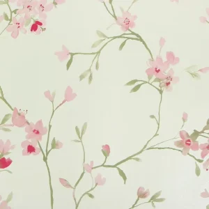 Pink Elegant Flowers Design Non-woven Decorative Wallpaper