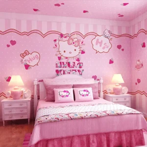 Pink Hello Kitty Wallpaper 3D Home Design for Kids Room Decor Mural