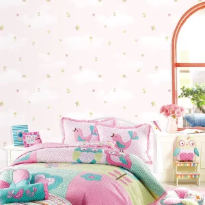 Pink Plant Insect Pattern Wallpaper for Bedroom Girls’ Room Toy Room Background Children’s Wallpaper