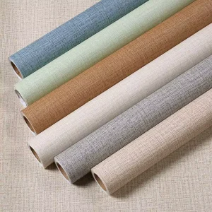 Plain Wallpaper Peel and Stick Embossed 3D Vinyl Self-Adhesive Linen Textured Fabric Wallpaper Sticker for Wall Decor