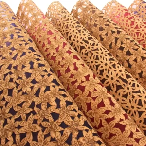 Portugal Vegan 0.9mm Laser Hollow-Out Natural Cork Fabric with Nylon Mesh Base Durable for Handbags & Wallets
