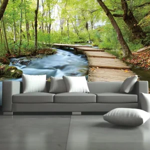 Printed Nature Scenery Wall Mural Photo Wallpaper 3D Wall Decor Art Sticker Forest Landscape Mural Wallpaper Home Decoration