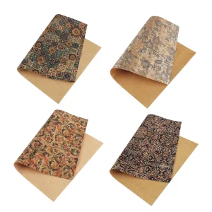 Printed Portuguese Cork TC Fabric Vinyl Faux Leather Customizable for Placemat/Eyeglass Case/Bags