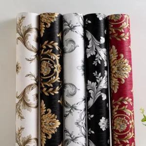 Pure Black 3D Luxury KTV Large Flower Wallpaper Bedroom Living Room Hotel Modern High grade Relief Wallpaper