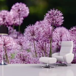 Purple Flowers Design Digital Printing Wallpaper 3D Wall Mural Flowers