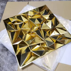 Pvc Wall Stickers 3d Wallpaper Effect Living Room Diamond Gold Wall Panel 3d Decoration