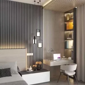 Ready to Install WPC Wall Panel Fluted Panel System with Matching Aluminum Trim Profiles for Quick and Professional Finish