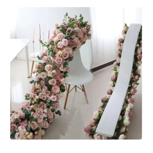 Red Pink Artificial Peony Hydrangea Rose Arch Flower Runner Table Flower Row For Wedding Party Road Lead Flower Decor