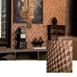 Refined Design Glossy Silk Finish Classical Art Motif Perfect for Luxury Interior Renovation Project Handmade Wallpaper