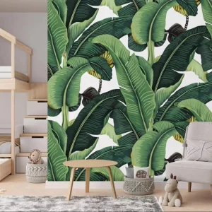 Refreshing Green Banana Trees Leaves 3D Wallpaper Wall Decor Murals for Coffee Shop Restaurant Wall Paper