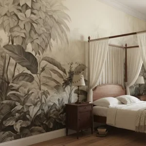 Removable Embossed Waterproof Jungle Leaf Tree Mural 3D Tropical Forest Wallpaper