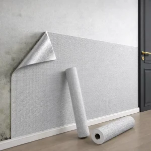 Removable Linen Textured Wallpaper Waterproof Foam Wall Covering for Dorm Rooms
