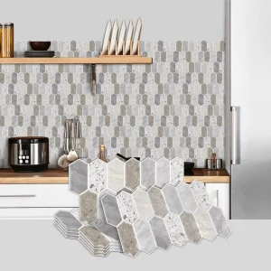 Removable Modern Floral PVC Self-Adhesive Waterproof Environmental Friendly 3D Tile Stickers Mosaic Wall Kitchen Living Room