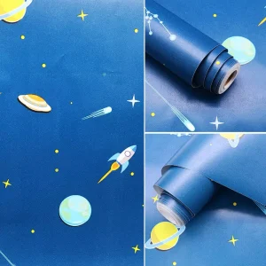 Removable Self Adhesive Space Wallpaper for Kids Room