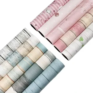 Removable Striped Paper Self adhesive Wallpaper Waterproof Moisture Proof Anti Slip for Babies & Kids Bedroom
