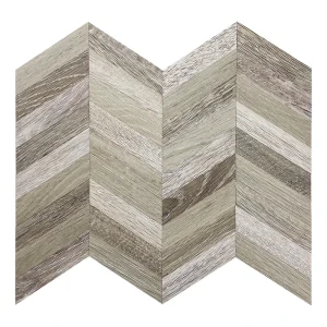 Removable Wallpaper 3D Aluminum Herringbone Gray Brown Wood Grain Self Adhesive Wallpaper Peel and Stick Tile for Kitchen