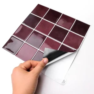 Removable Wallpaper Peel and Stick Backsplash Red 3D Adhesive Stick on Sticker for Kitchen RV Home Christmas Decor