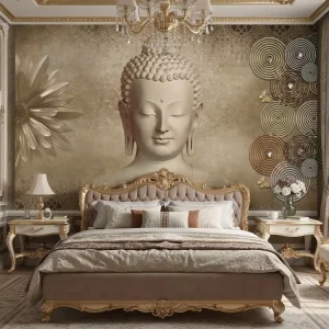 Removable Waterproof Buddhist Wall Paper Interior Wall Decoration Buddha Statues Meditation Mural Wallpaper