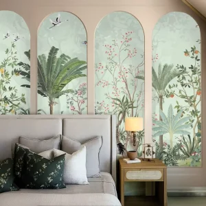 Removable Waterproof Easy DIY Living Room Bedroom Wall Decoration Floral Tropical Plant Bird Wall Mural Paper Wallpaper
