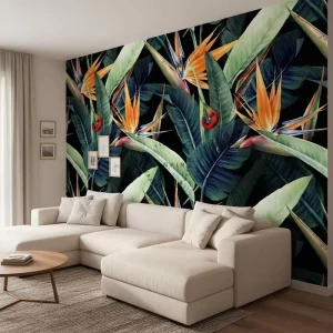 Removable Waterproof Tropical Plant Wall Paper HD Wallpaper Living Room Bedroom Decor Bird of Paradise Flower Wallpaper