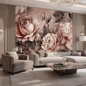 Removable and Waterproof Floral Wall Paper Living Room Bedroom Wall Decor Vintage pink Peony Flower Mural Wallpaper
