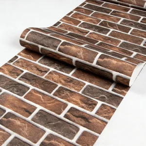 Retro Brick Design Wallpaper Industrial Style Vinyl Wall Paper for Bar Milk Tea Shop Bookstore Beauty Salon & Loft