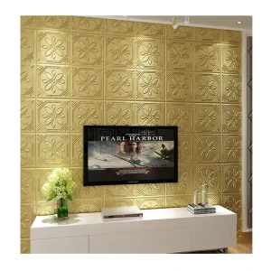 Retro Country Self Adhesive Fashion Mural Vinyl 3D Stone Textured PE Foam Wallpaper Roof Decoration