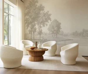 Retro Garden Panoramic Painting Is Used for Living Room Sofa Interior Decoration Wallpaper Mural