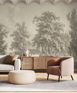 Retro Garden Panoramic Painting for Living Room Sofa Interior Decoration Wallpaper Mural