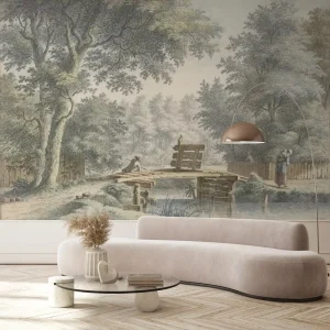 Retro Garden Panoramic Painting for Living Room Sofa Interior Decoration Wallpaper Mural