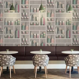 Retro Glass Cocktail Bottle Wallpaper Pastel Bar Drink Pattern Mural for Home Bar Kitchen Cafe Restaurant Interior Decoration