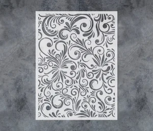 Reusable Eco-Friendly Durable Washable 10mil Thick PET Plastic Damask Floral Stencil Vintage Swirl Pattern Template Wall Wood