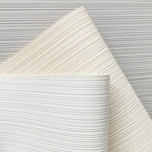 Rice White Striped Waterproof and Flame-retardant Wallpaper for Hotels High-quality and Simple Fabric Backed Vinyl Wallcovering