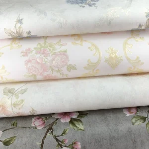 Rococo Style 3D Embossed Precision Pressed Non woven Floral Wallpaper for Bedroom and Living Room Wall Decoration