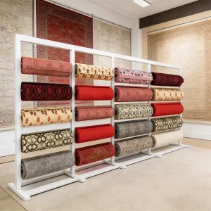 Rolling Carpet Display Stand Hanging Rug Fabric Sample Display Rack Blanket Wallpaper Roll for Showroom