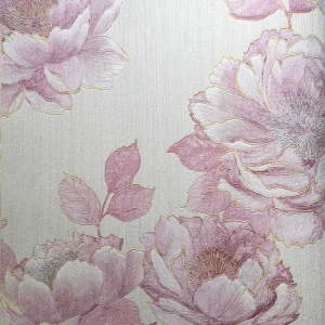 Romantic Floral Design Embossed PVC Wallpapers Wall Coating