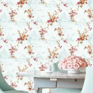 Romantic Fresh Blue Flower Wallpapers Beauty Salons Clothing Stores Bedrooms Background Rustic Florals Wall Paper Room Decor