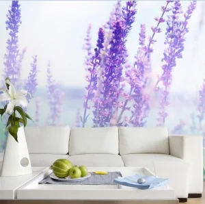Romantic Lavender Design Non-woven Decorative Wallpaper