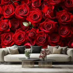 Romantic Red Roses 3D Floral Waterproof Modern Wall Murals for Wedding Bedroom Wall Decor Custom Household Wallpaper