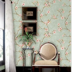 Rustic Country Floral Wallpaper Thickened Non Woven 3D Moisture Proof Mould Proof Self adhesive Custom 5 Year Warranty Hotel