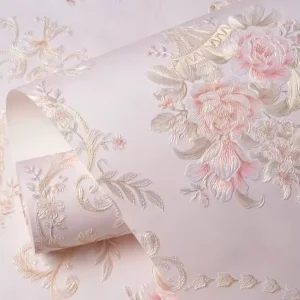 Rustic Farmhouse 3D Embossed Blossom Wallpaper Self-Adhesive Non-Woven Waterproof for Apartment Kitchen Bedroom Gym Vintage
