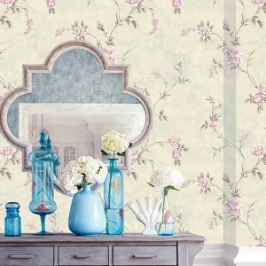 Rustic Floral 3D Non-Woven Wallpaper High Quality Moisture Proof for Home Hotel Household Entertainment Wall Decor 5 Year