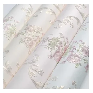 Rustic Floral Hotel Wallpaper Home Wall Decoration 3D Fine Carving Texture High Quality Non Woven Moisture Proof Warranty