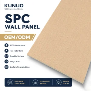 SPC Wall Panel Oak Wood Grain Decorative Board Waterproof Interior Wall Cladding for Boutique Store Display Decor