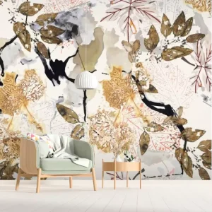 Sample Custom Mural Printable Nonwoven Waterproof Peel And Stick 3D Home Decoration Flower Self Adhesive European Wallpaper