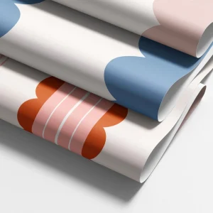 Scalloped Stripe Wallpaper Peel and Stick Removable Pink Orange Geometric Wallpaper for Girls Bedroom Nursery Home Decor