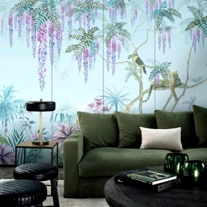 Scandinavian Design Waterproof Jungle Forest Wallpaper Mural with Custom Pattern for Living Room & Bedroom