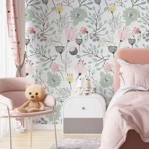 Scandinavian Floral American Wallsticker Self-Adhesive Moisture-Proof Bedroom Household Export