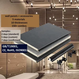 Seamless Carbon Crystal Wood Fiber PVC Self Adhesive Waterproof Fireproof Modern Lightweight Panel Wood Veneer Integrated